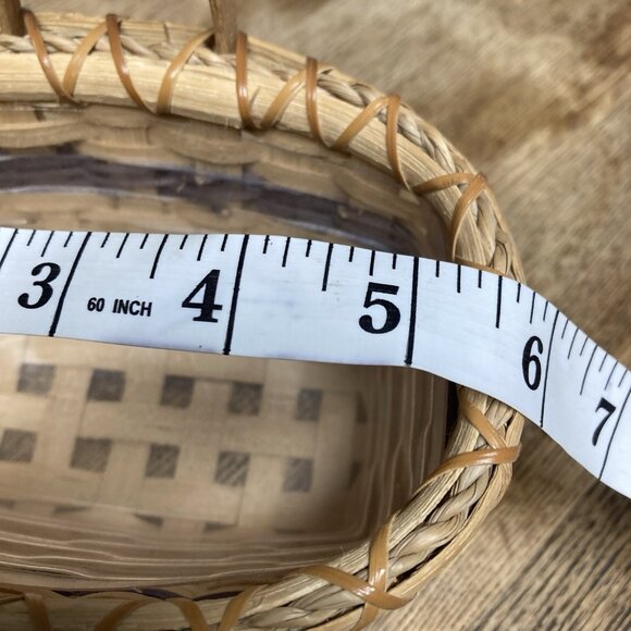 VTG Woven Wall Basket Artisan Handmade Cottagecore Farmhouse Decor Small Signed - Picture 8 of 10